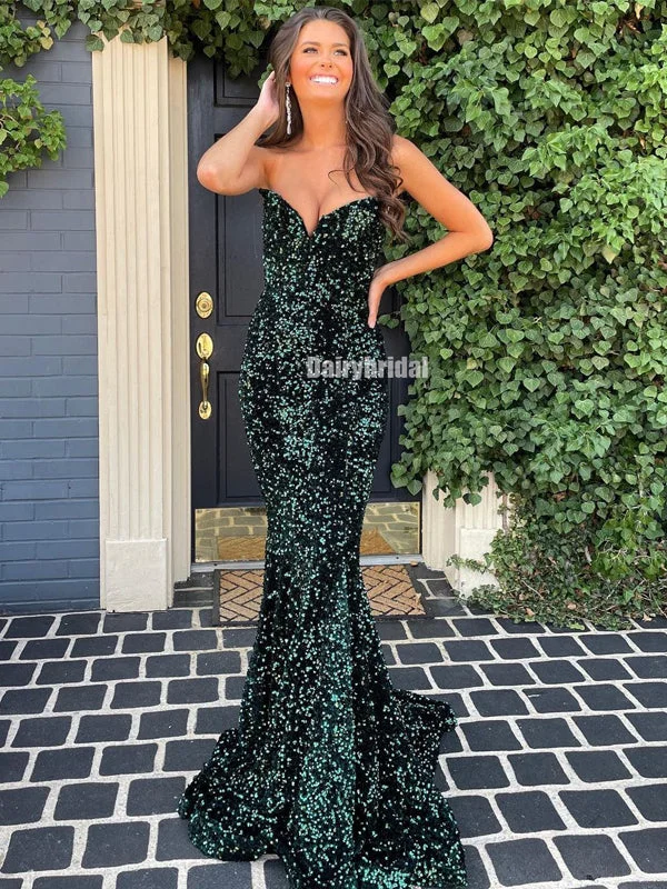 Sweetheart Mermaid Sequin Backless Long Prom Dresses, FC6074 Tunics Trousers formal