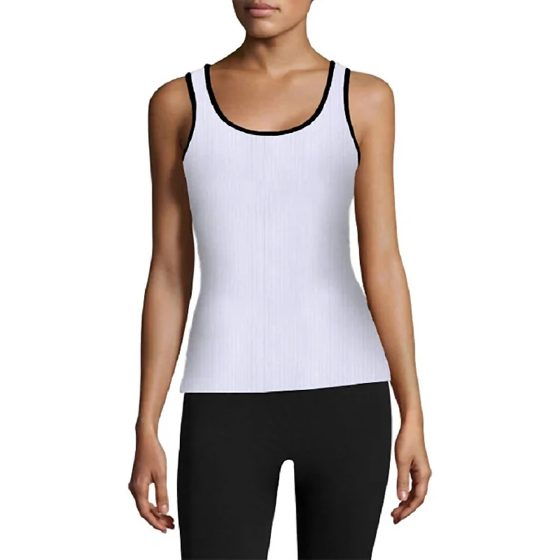 Women Laguardia Tank Sleeveless Cotton Top In White halter tank top