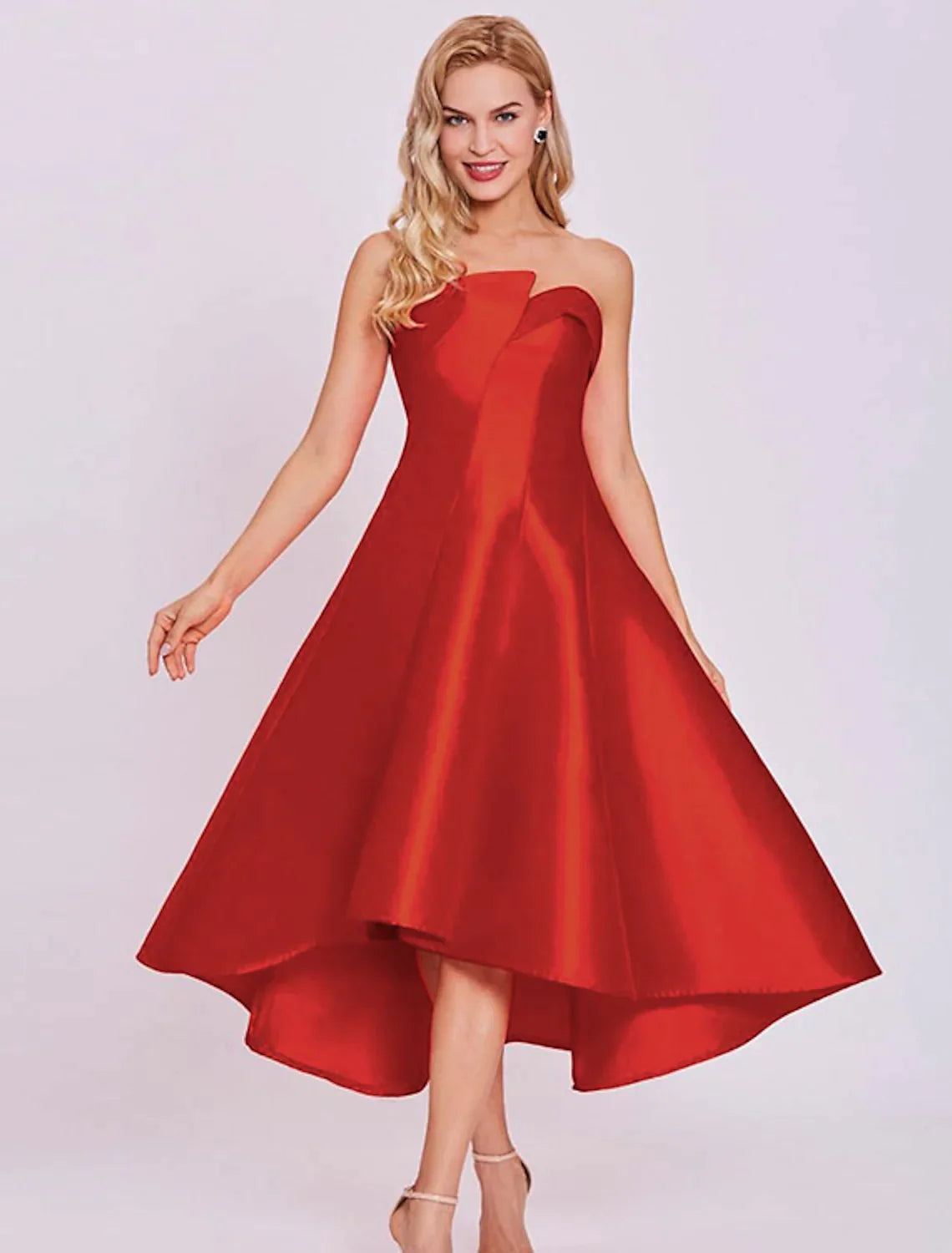 Cocktail Dresses Length Sleeveless Strapless Satin with Sleek Tunics Fall fleece