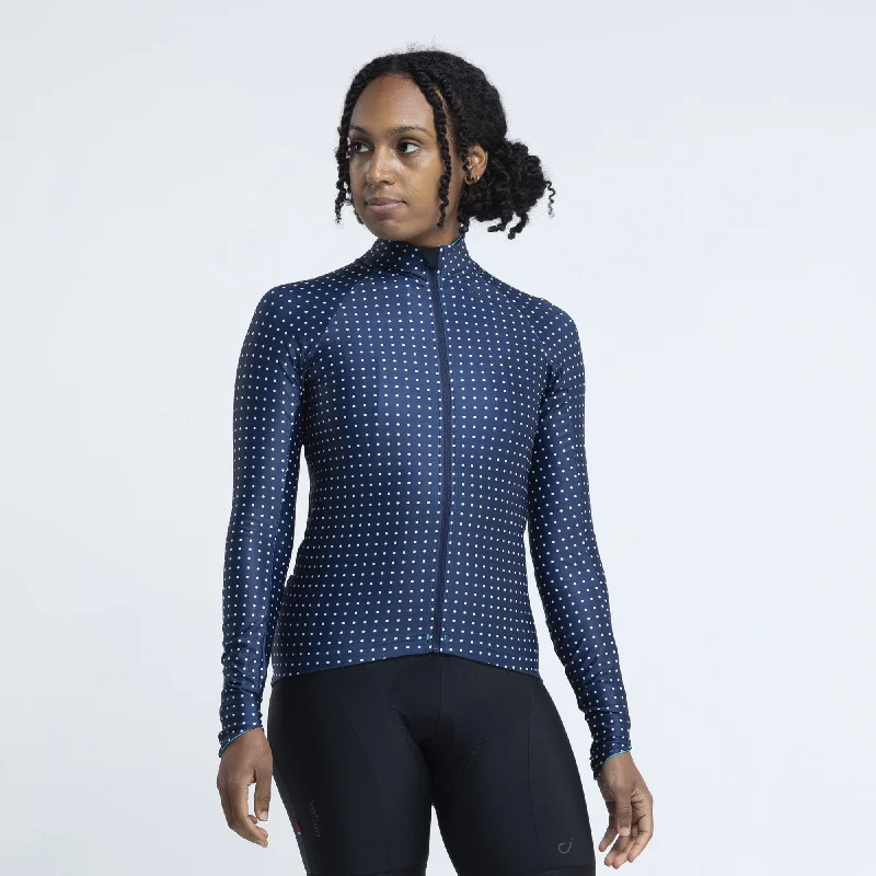 VELOCIO WOMENS JERSEY LONG SLEEVE GRID DOT NAVY Custom Jersey Tee