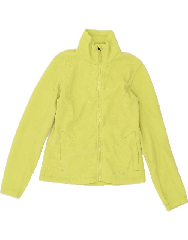 EDDIE BAUER Womens Fleece Jacket UK 12 Medium Yellow Polyester Cotton Jacket Linen Jacket Terry Jacket