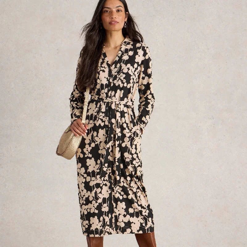 Annie Jersey Shirt Dress - Black Print Custom Jersey Tee