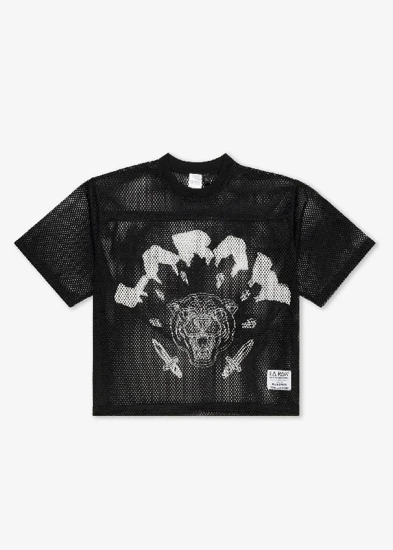 LOGO MESH JERSEY BLACK Stylish Jersey Top