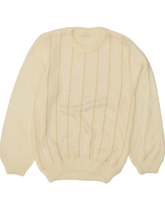 ROXY Womens Crew Neck Jumper Sweater UK 18 XL Off White Argyle/Diamond Welt Pockets Slit Pockets Flap Pockets
