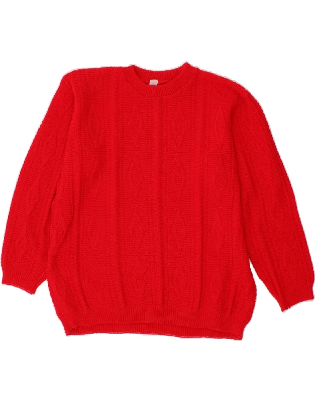 VINTAGE Womens Crew Neck Jumper Sweater UK 16 Large Red Modern Contemporary Chic