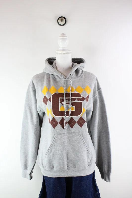 Vintage Grey Hoodie (S) Hoodie with Exposed Zipper Edgy Industrial
