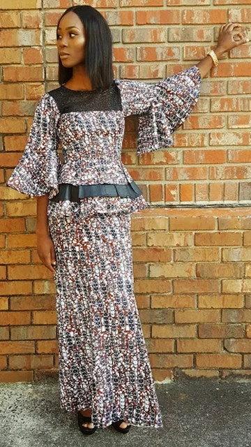 Earth-Tone African Print Top and Skirt-DPX3770TS tulle skirt dreamy