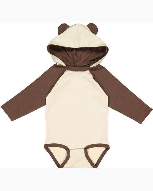 Rabbit Skins Infant Long Sleeve Fine Jersey Bodysuit With Ears 4418 Geometric Jersey Top