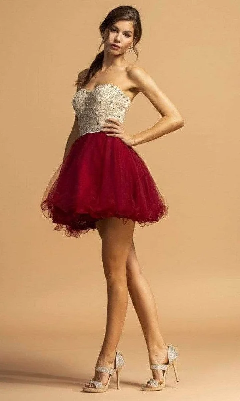 Aspeed Design S2086 - Strapless Fit and Flare Cocktail Dress Tunics Versatile all-occasion