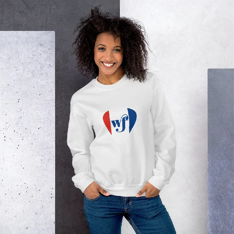 Women's WF Red, White & Blue Sweatshirt Hoodie with Slim Fit Tailored Modern