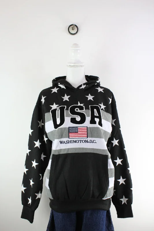 Vintage USA Hoodie (M) Hoodie with Tied Waist Feminine Flattering
