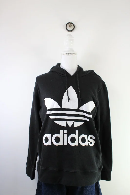 Vintage Adidas Hoodie (M) Hoodie with Monochrome Minimalist Simple
