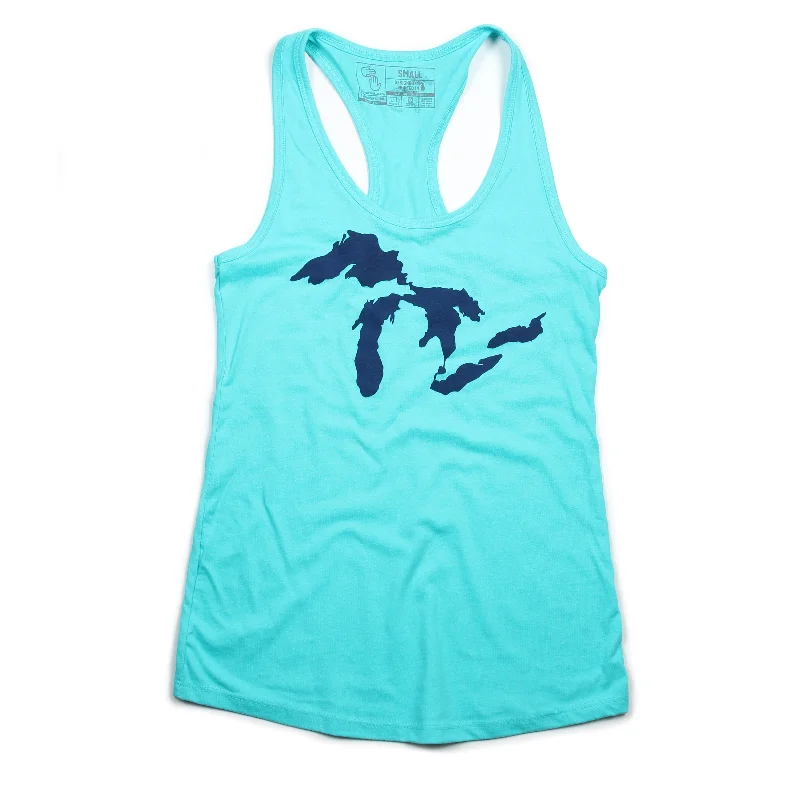Great Lakes Women's Tank (Lake Blue) peach tank top