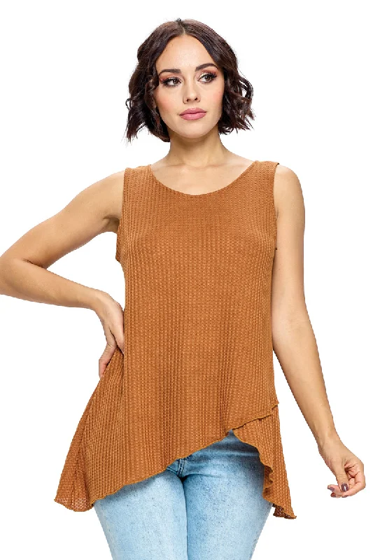 Tank Top Casual Waffle Knit flexible tank top