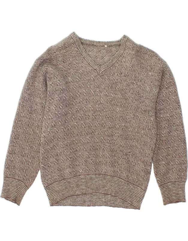 VINTAGE Womens V-Neck Jumper Sweater UK 18 XL Grey Turtle Neck Boat Neck Asymmetrical Neck