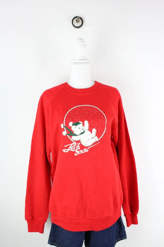 Vintage Let it Snow Sweatshirt (L) Hoodie with Metallic Shiny Futuristic