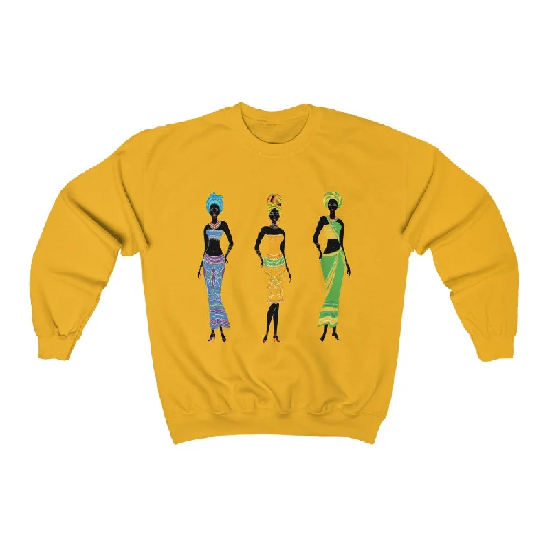 African Azibo Crewneck Sweatshirt Hoodie with Slit Hem Functional Movement