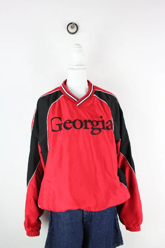 Vintage Georgia Windbreaker Sweatshirt (L) Hoodie with Earth Tones Natural Calm