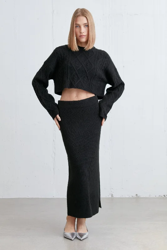 KNIT MIDI SKIRT velvet skirt luxury