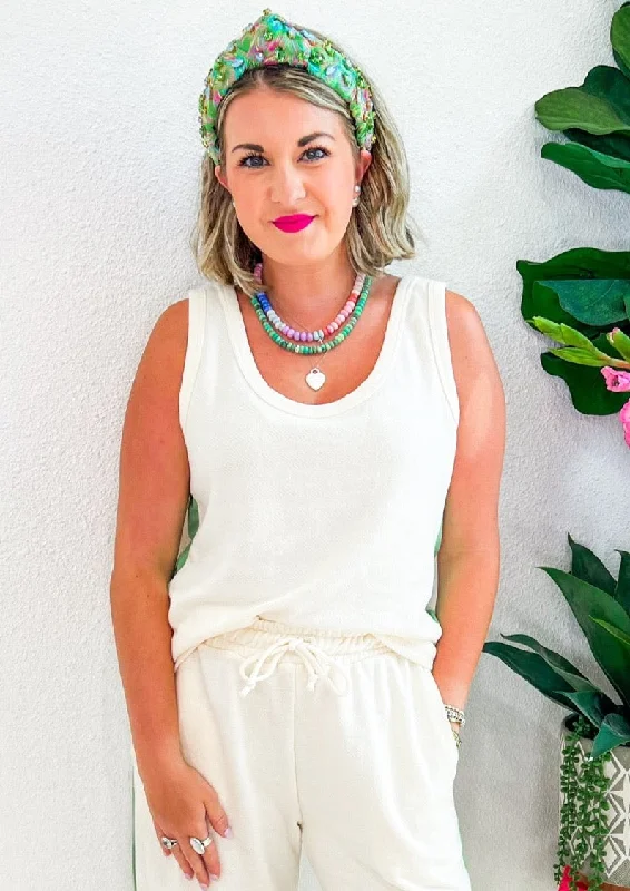Bright Sun Shine Tank - Champagne/Sage soft tank top