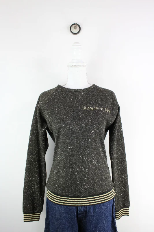 Vintage Friday I´m in Love Sweatshirt (S) Hoodie with Hem Applique Textured Unique