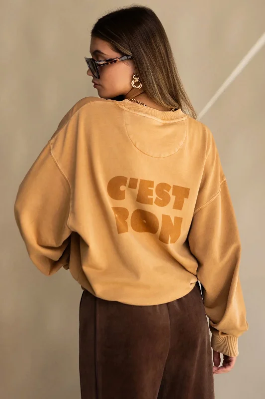 ARAMINTA JAMES Womens C'est Bon Sweatshirt - Ecru Hoodie with Button Classic Timeless