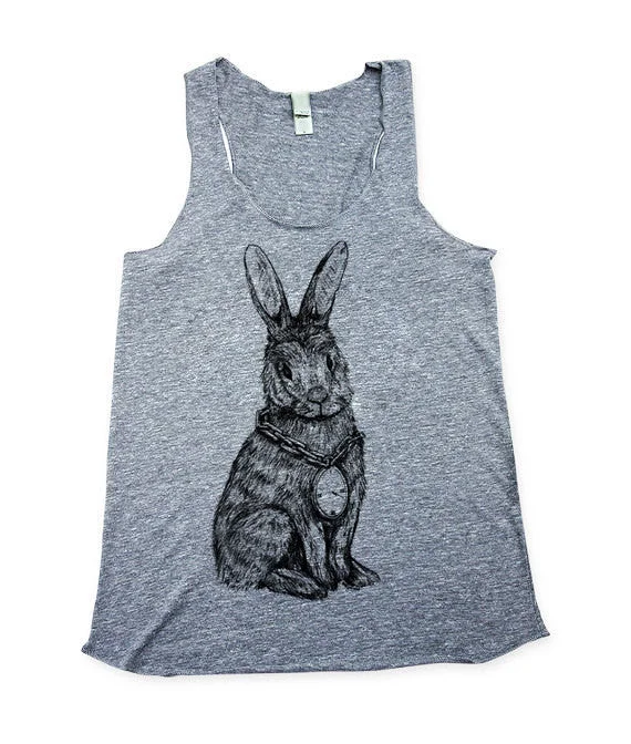 Womens Illustrated Rabbit Tank Top navy tank top