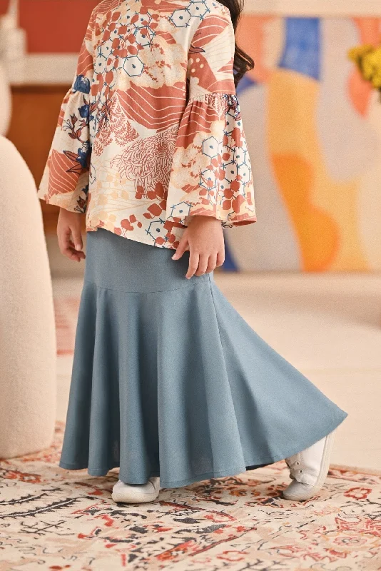 The Titi Modern Kurung Skirt - Arctic Blue belted skirt waist