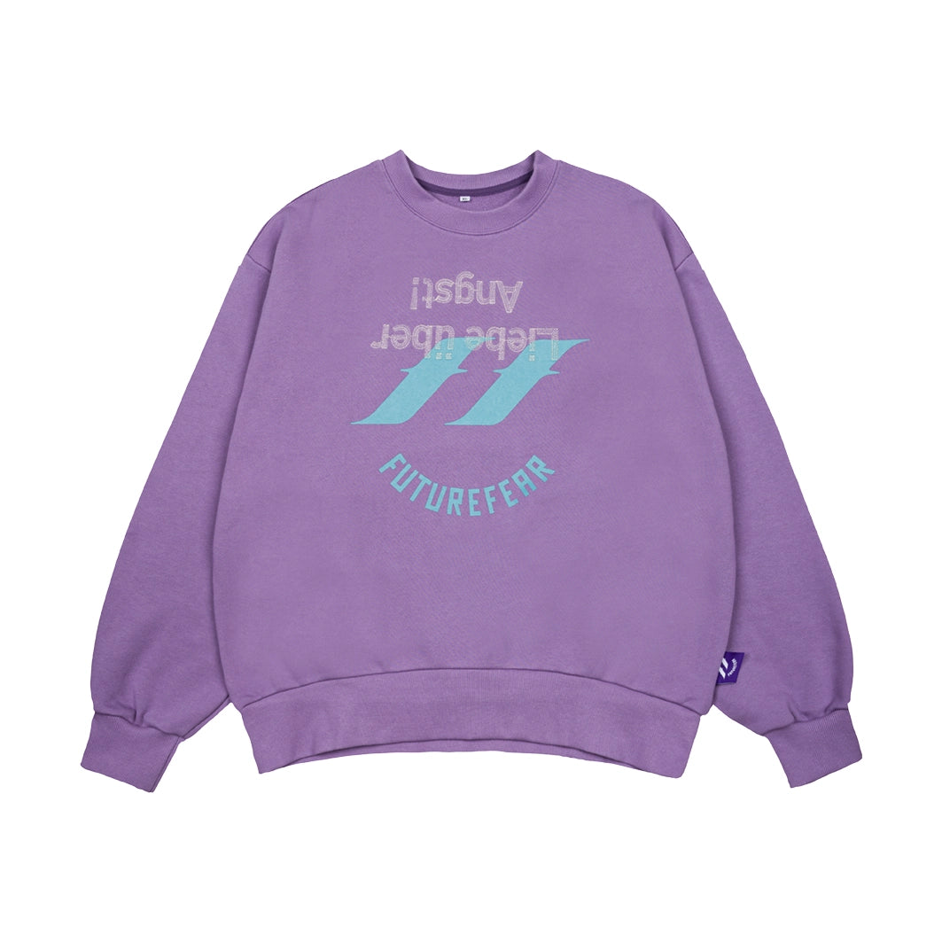 FutureFear SMILE Sweatshirt - Lilac Hoodie with Hem Patch Decorative Personalized