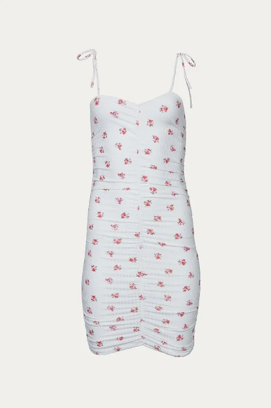 FLORAL RUCHED STRETCH-JERSEY MINI DRESS Turtle Neck Jersey Shirt