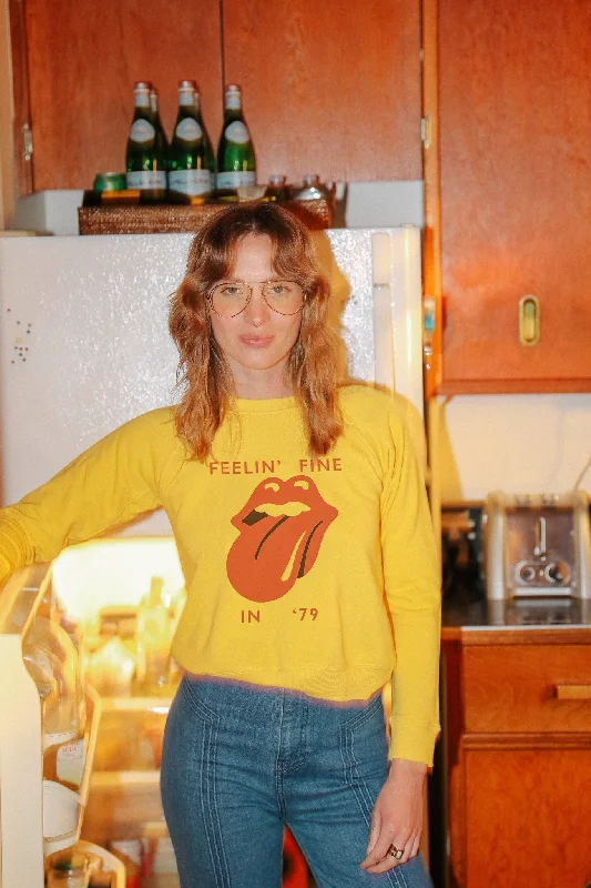 Feeling Fine Sweatshirt - Mustard Hoodie with Bell Sleeves Flared Feminine
