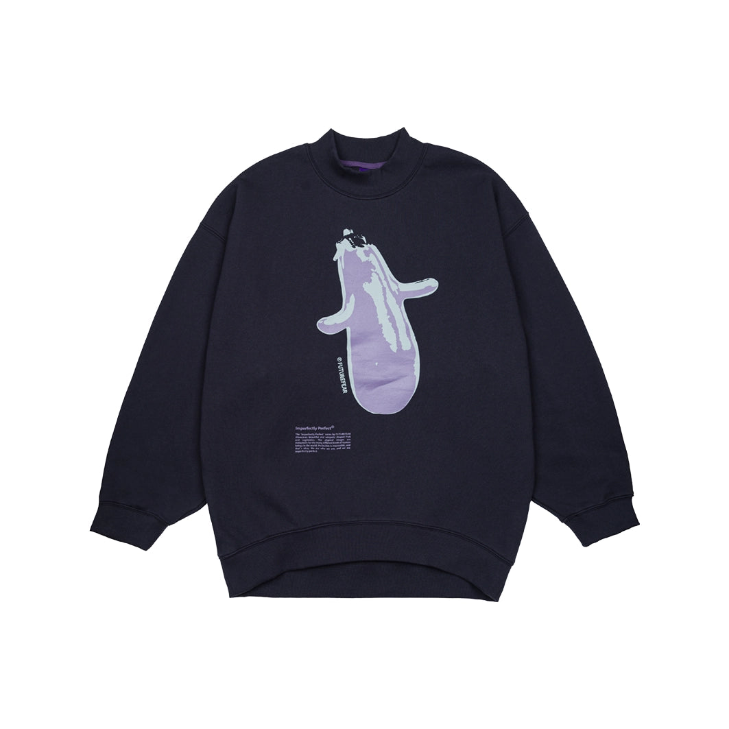 FutureFear Imperfectly Sweatshirt - Navy Hoodie with Hem Lace Feminine Delicate
