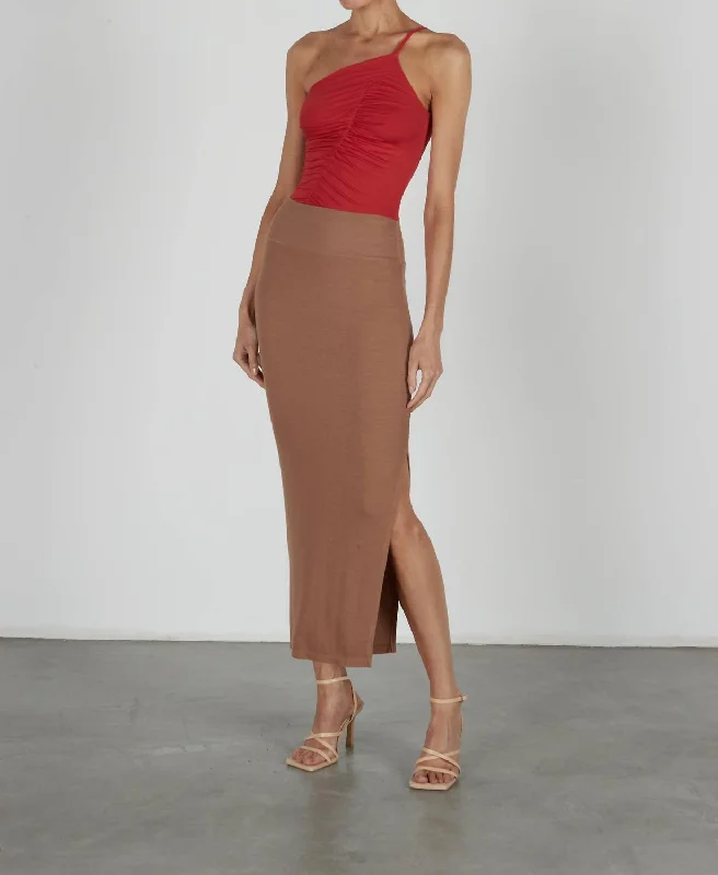 One Shoulder Ruched Tank In Blood Orange floral tank top