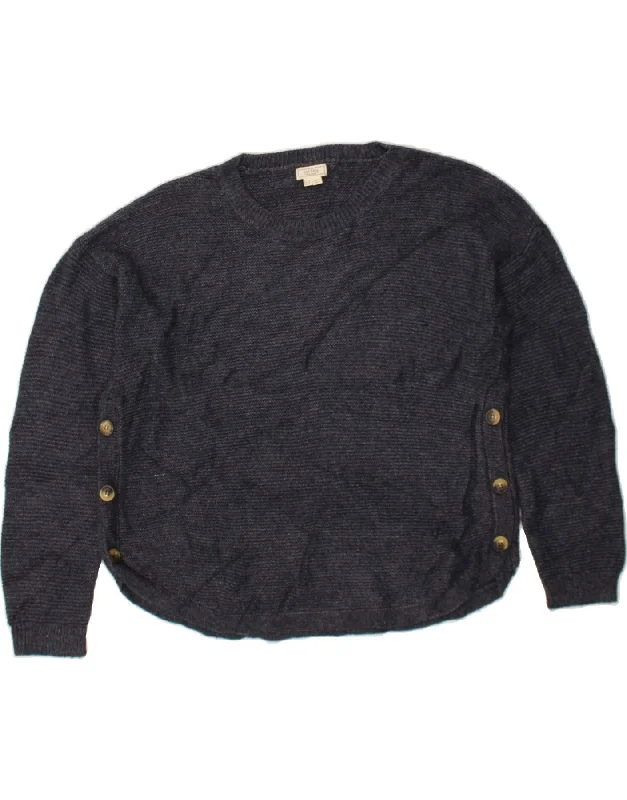 FAT FACE Womens Crew Neck Jumper Sweater UK 16 Large Navy Blue Viscose Transparent Opaque Sheer