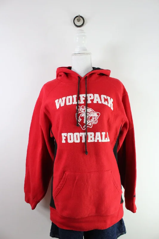Vintage Wolfpack Football Hoodie (S) Hoodie with Mesh Breathable Sporty