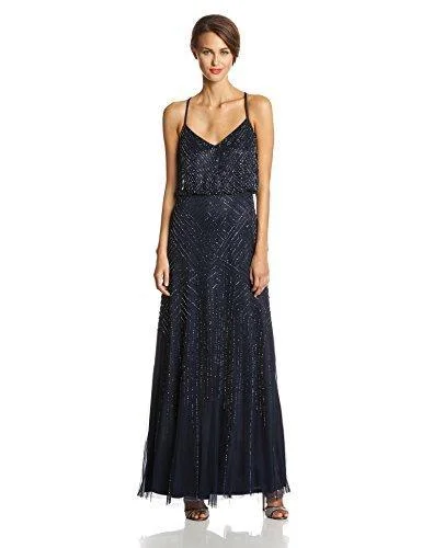 Adrianna Papell - Geometric Beaded Long Dress 91897340SC Tunics Running lightweight