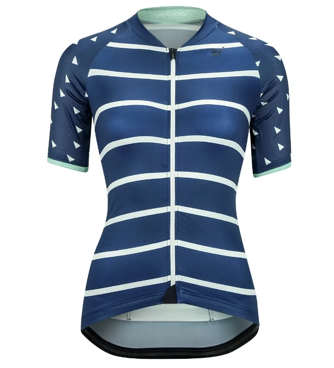 VELOCIO WOMENS JERSEY BRETON JERSEY NAVY WHITE Business Jersey Tee