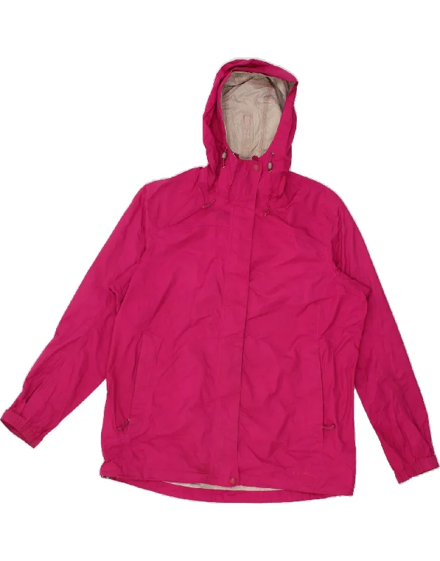 L.L.BEAN Womens Hooded Rain Jacket UK 18 XL Pink Nylon Print Jacket Jacquard Jacket Embroidered Jacket