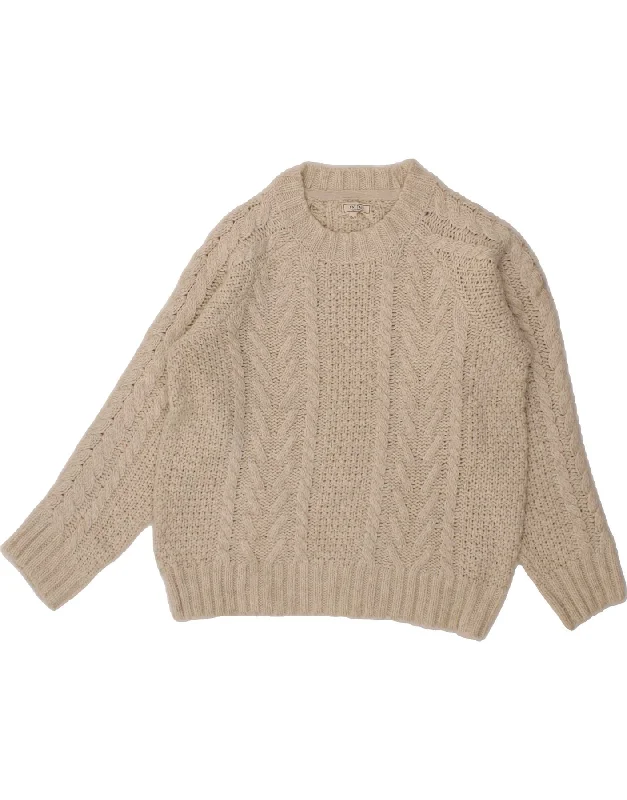 FAT FACE Womens Boat Neck Jumper Sweater UK 10 Small Off White Polyester Cashmere Blend Cotton Blend Poly Blend