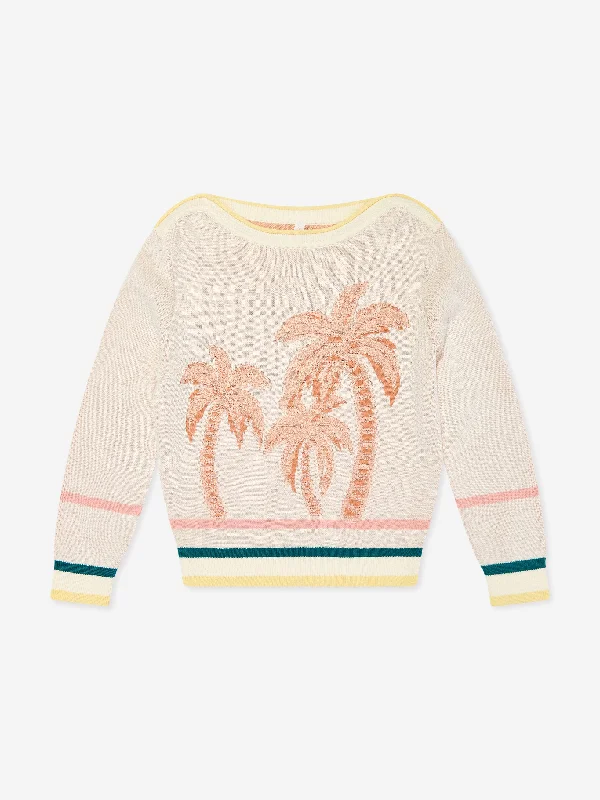 Zimmermann Girls Ottie Jacquard Sweater in Multicolour Plaid Sweater Polka Dot Checkered