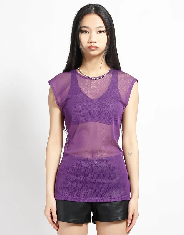 MUSCLE TANK FISHNET PURPLE ivory tank top