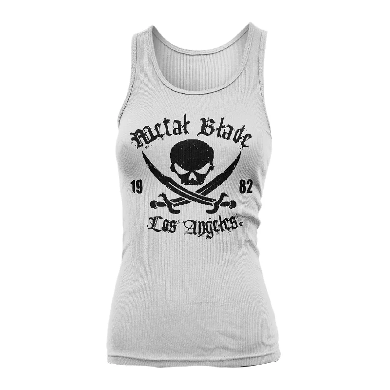 Metal Blade Records "Pirate Logo - Black on White" Girls Tank Top lace back tank