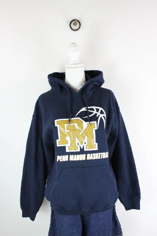 Vintage Penn Manor Basketball Hoodie (M) Hoodie with Print Artistic Unique