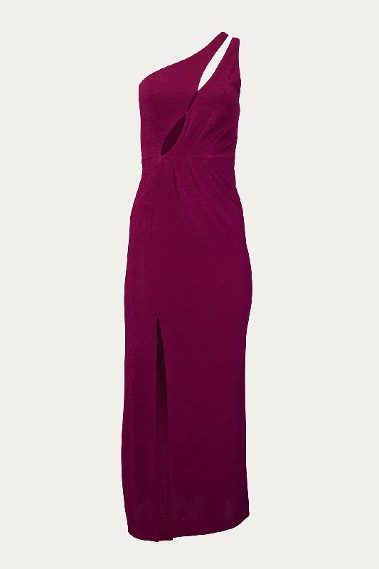 ONE-SHOULDER STRETCH-JERSEY CUTOUT MAXI DRESS Asymmetrical Jersey Blouse