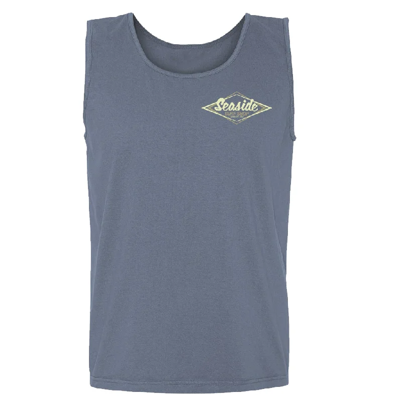 Seaside Surf Garment Dyed Vintage Logo Tank Tee - Deep Blue sexy tank top