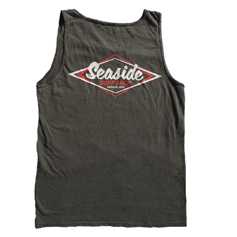 Seaside Surf Garment Dyed Vintage Logo Tank Tee - Smoke playful tank top