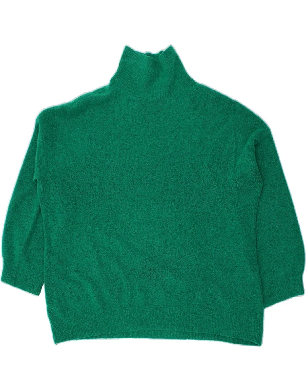 WHISTLES Womens Roll Neck Jumper Sweater UK 16 Large Green Flecked Hooded Sweater Collared Sweater Shawl Collar