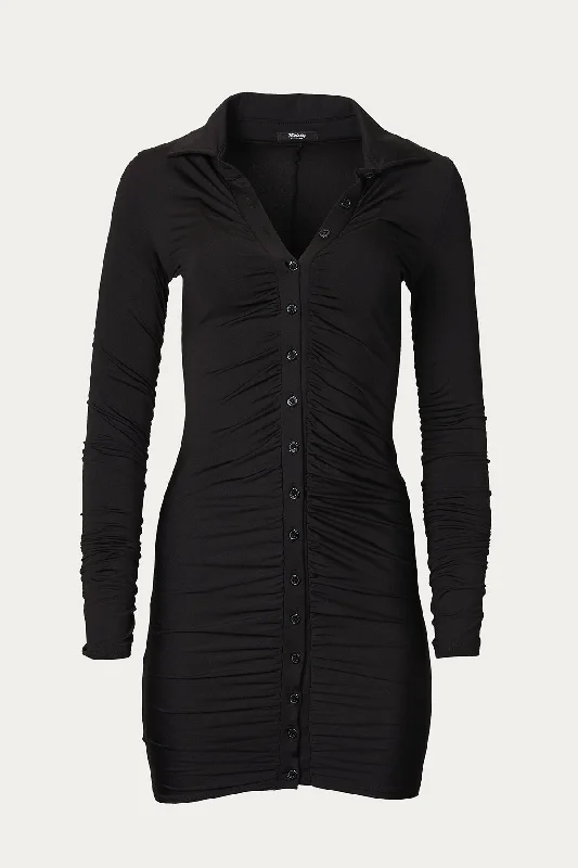RUCHED JERSEY SHIRT DRESS One Shoulder Jersey Shirt
