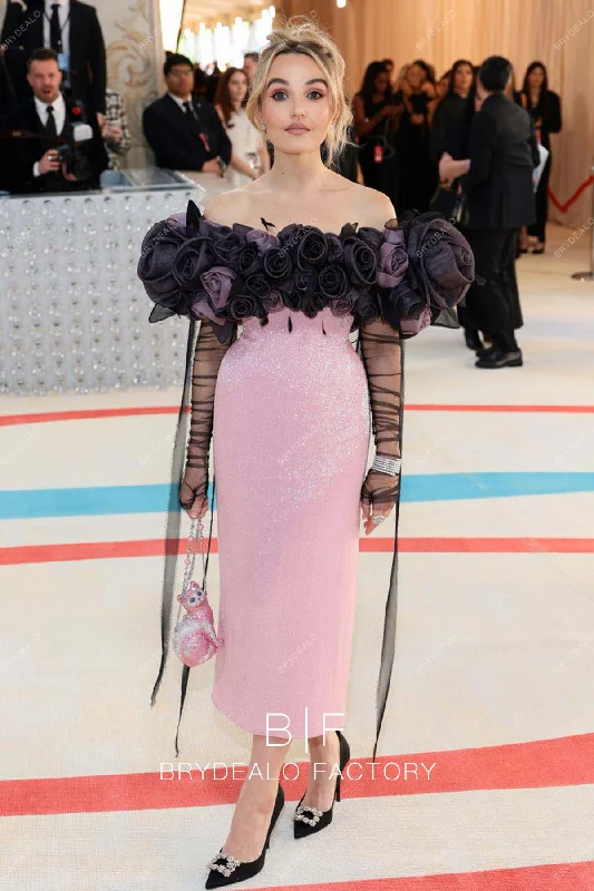 Chloe Fineman 2023 Met Gala Handmade Flowers Pink Sequin Dress Tunics Recommended stylist