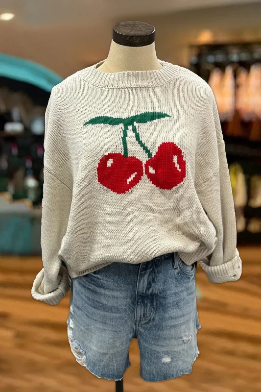 Red Cherry Sweater Soft Cozy Warm